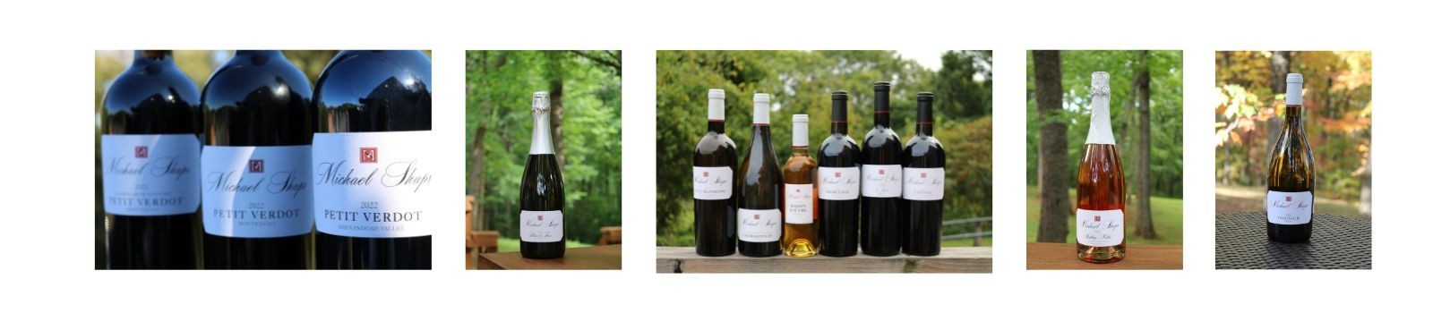 Montage of images showing bottles of Michael Shaps wines